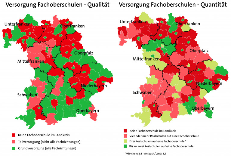 Karte Fachoberschulen Bayr. Untermain